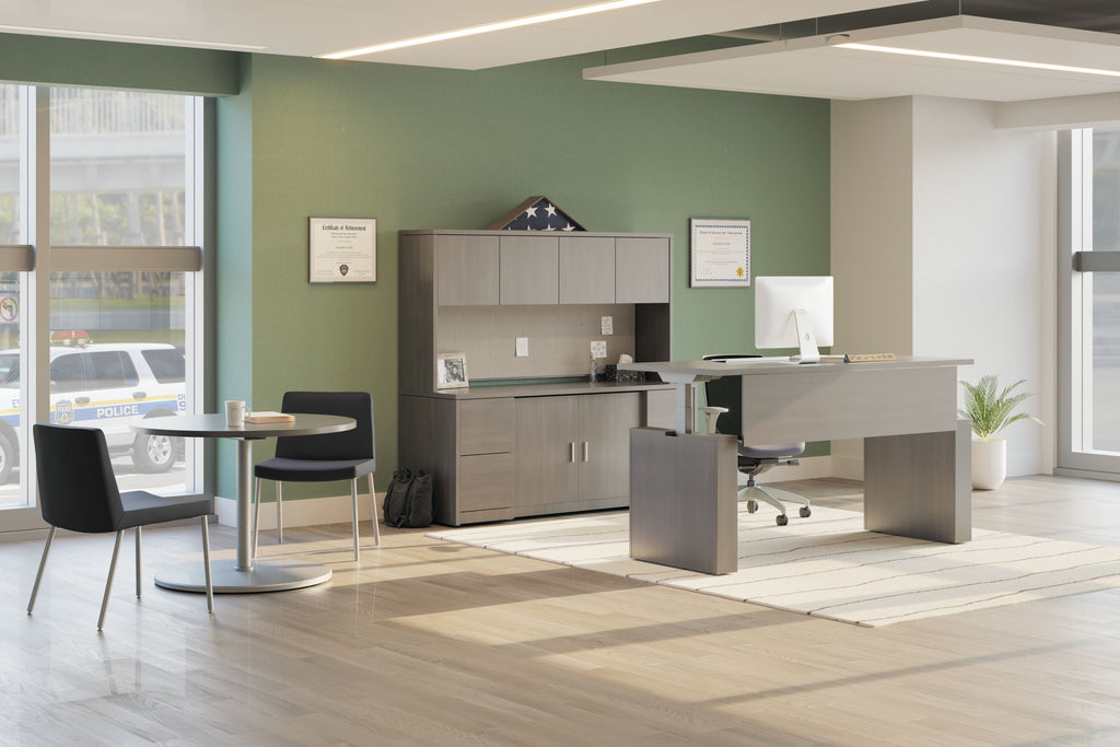 HON COORDINATE SIT STAND DESK WITH SHROUDS