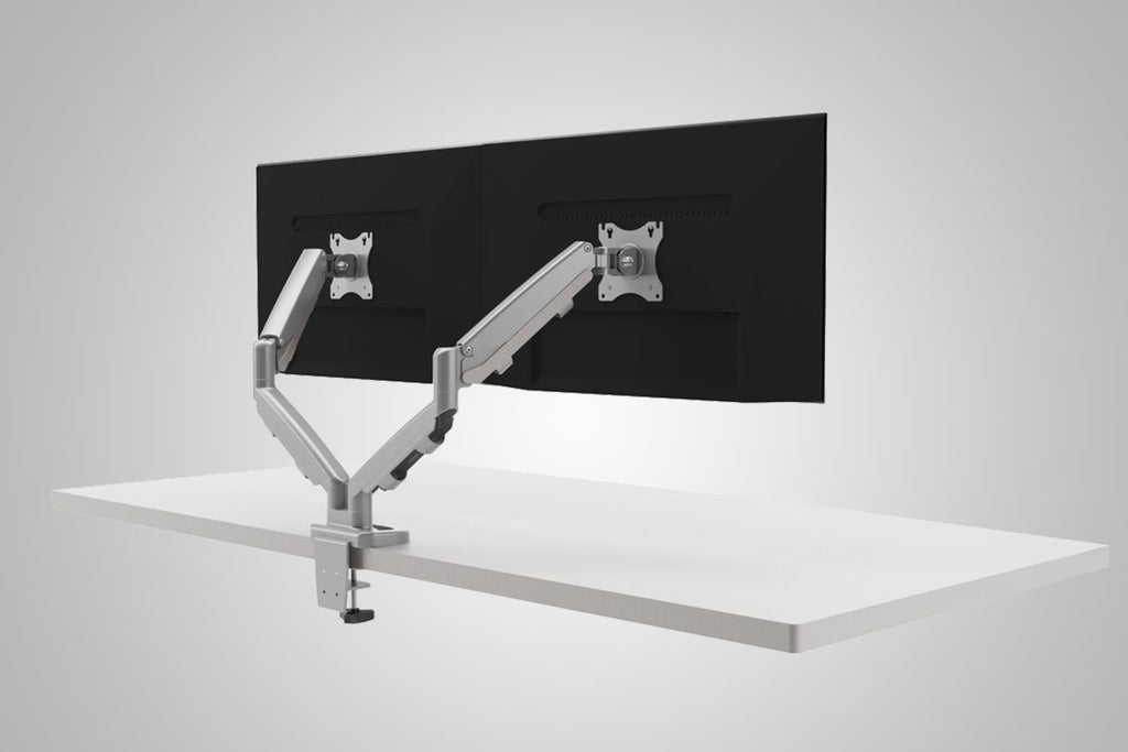 004 Richelieu "Flexa" Floating Dual Monitor Arm Set, Silver