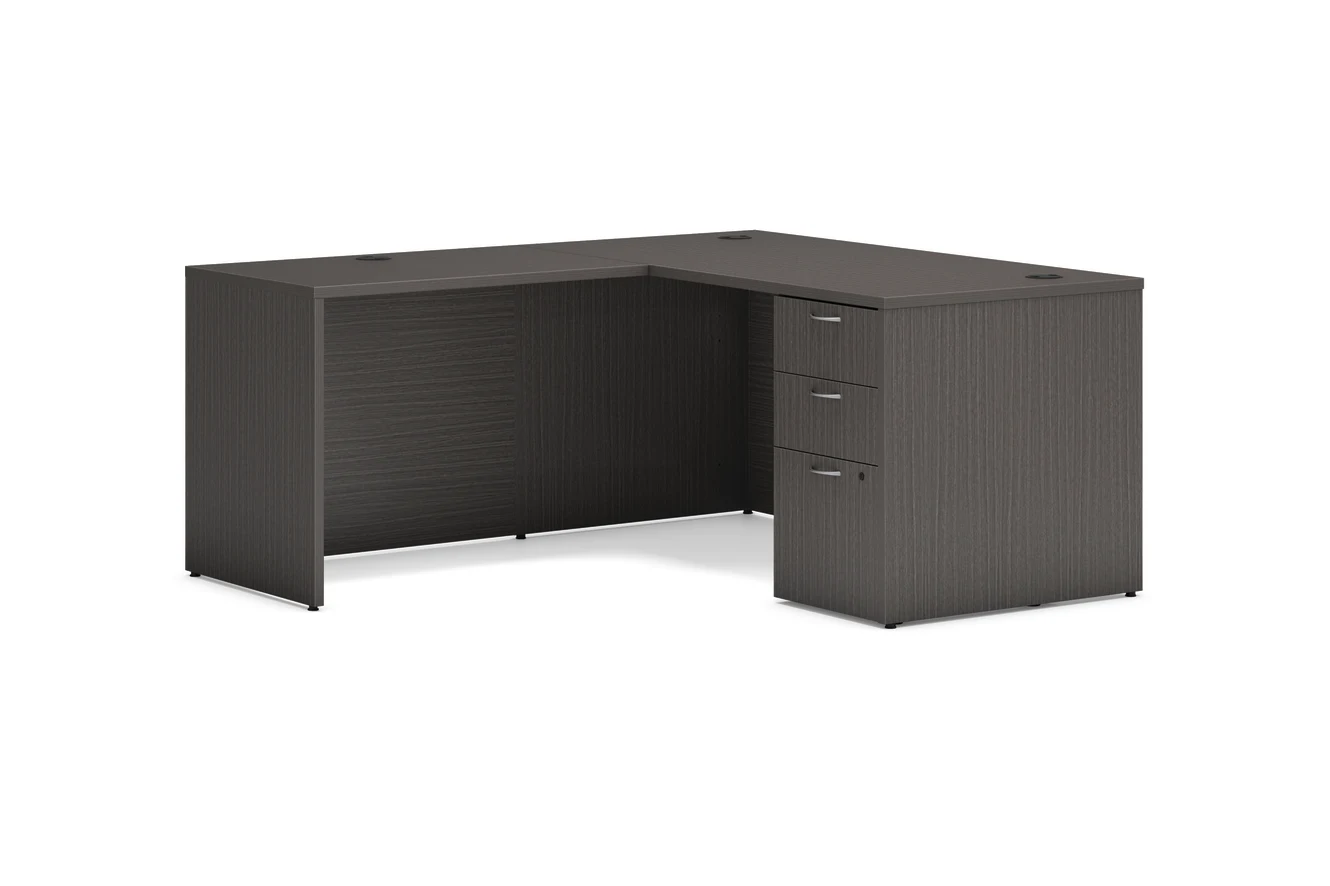 66" x 30" Reversible L-Shaped Desk — Slate Teak