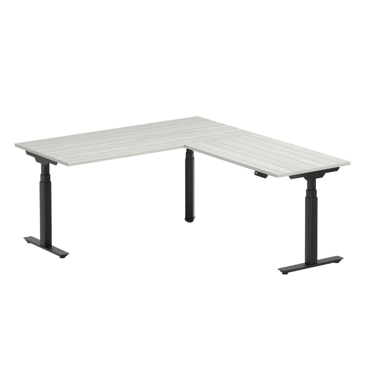 6' x 6' L-Shaped Sit-Stand Desk — Black Base