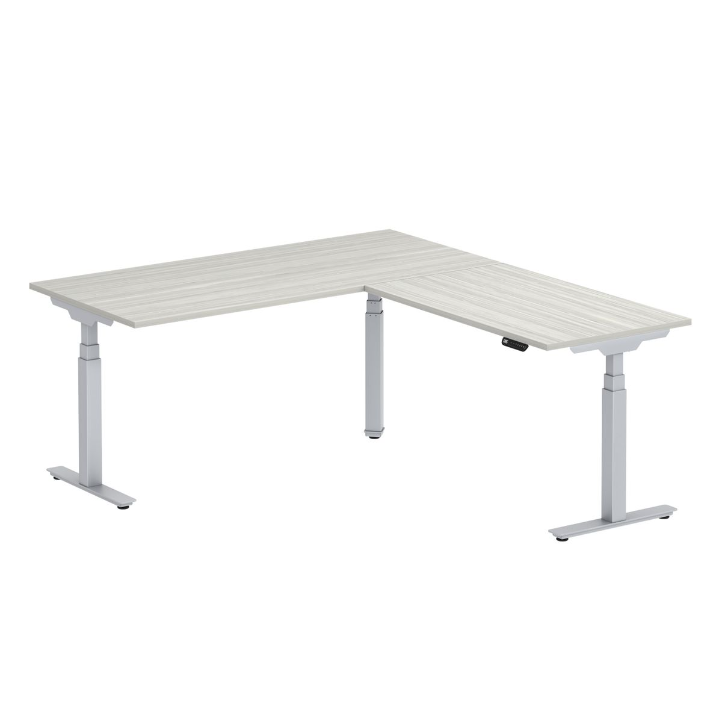 6' x 6' L-Shaped Sit-Stand Desk — Silver Base