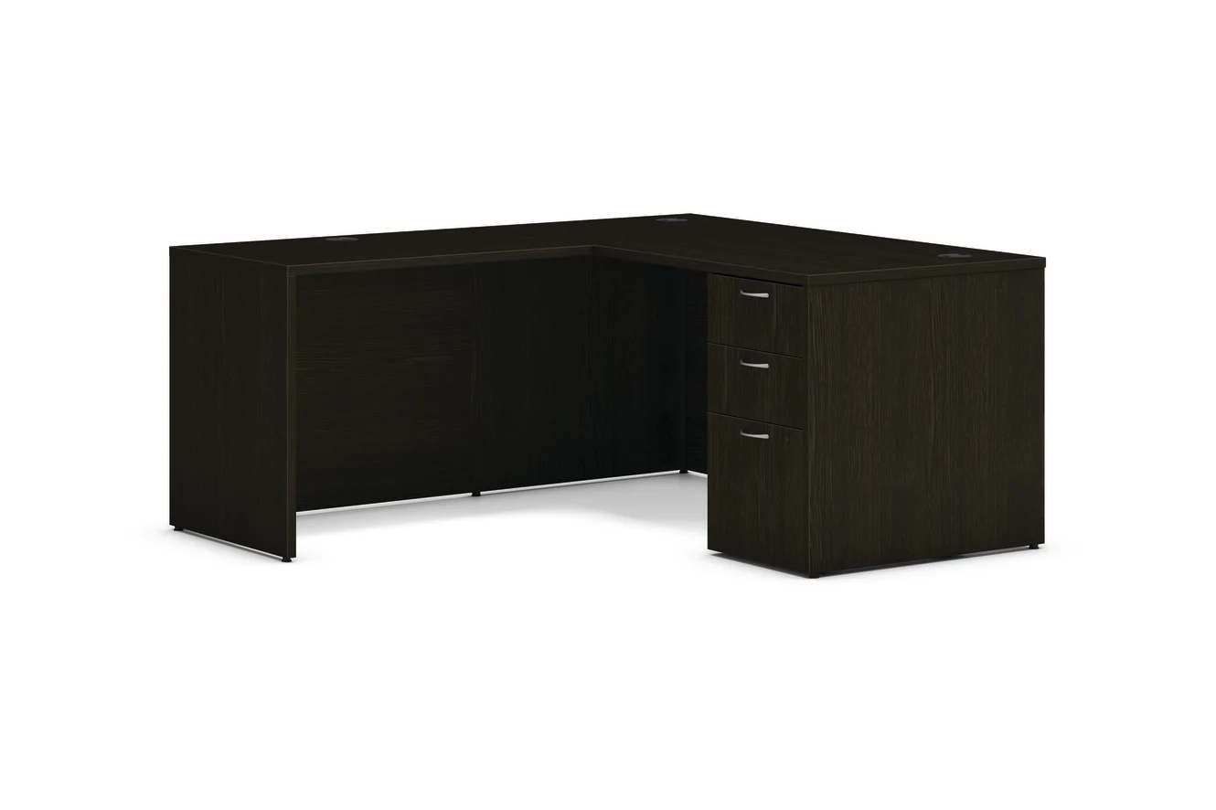 72" x 30" Reversible L-Shaped Desk — Java Oak