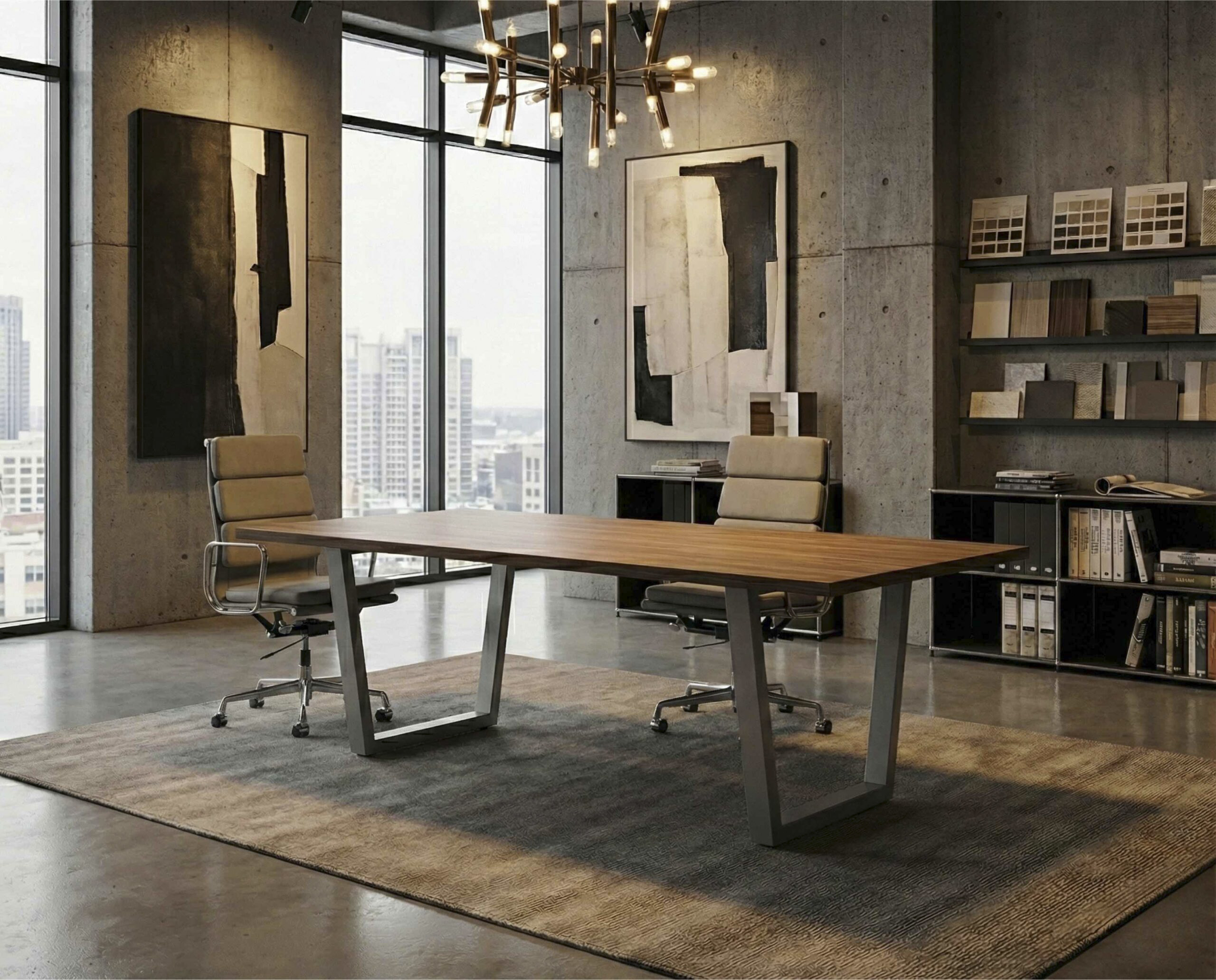 Conference Table with Trapezoid Legs